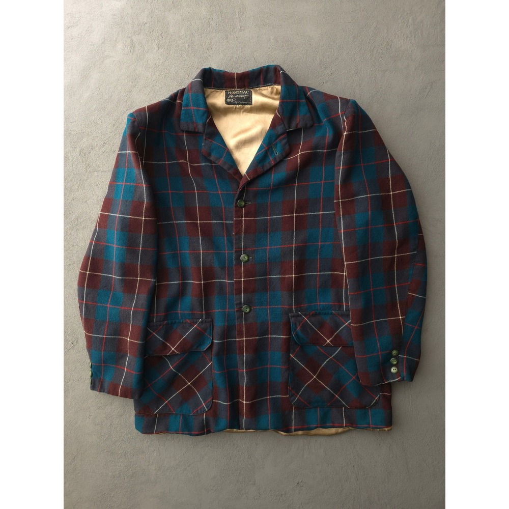 Rice Sportswear Montmac Plaid Jacket Mens 42 Blue Red Good Virgin Wool Canada